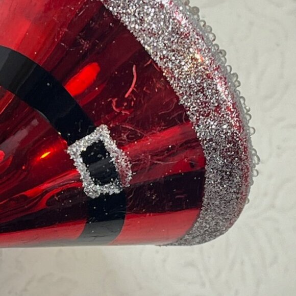 VTG Christmas Martini Glitter Glass/Plastic Ornament w/Red Bulb on Top 4.5" Tall - Picture 9 of 10